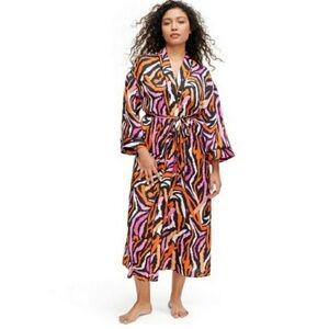 DVF for Target Women's Long Satin Disco Zebra Pink Robe